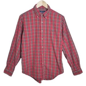 Men's Ralph Lauren Red Plaid Classic Fit Shirt 100% Cotton Size M Holiday
